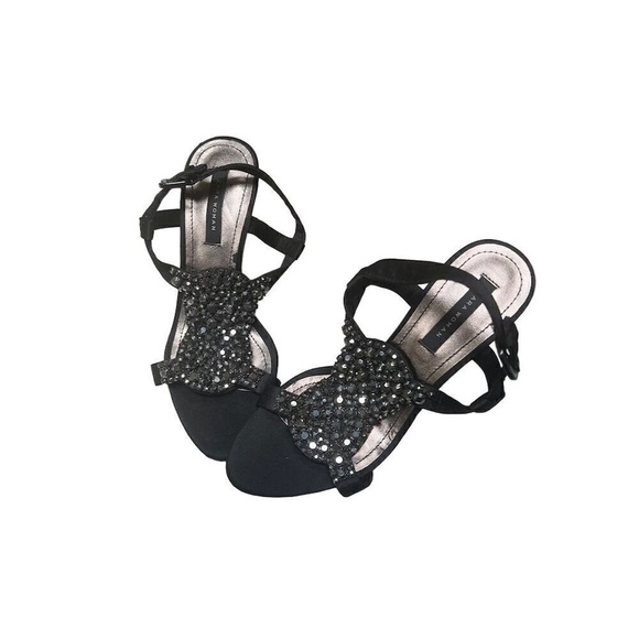 Zara Womens Black Rhinestone Peeptoe Gladiator Sandals Shoes size 7.5 (38) - Picture 2 of 5